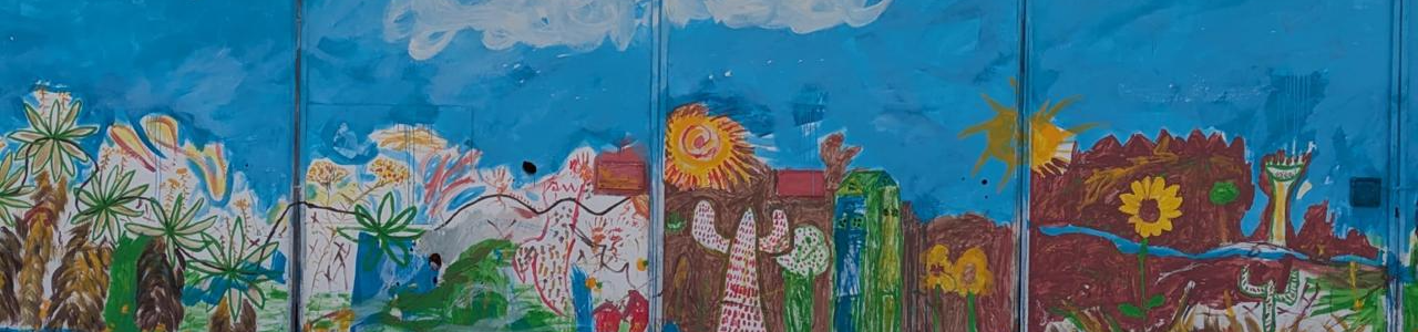 The finished mural along the primary school wall
